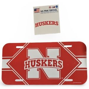 NEW! Nebraska Cornhuskers License Plate & Decal Set
